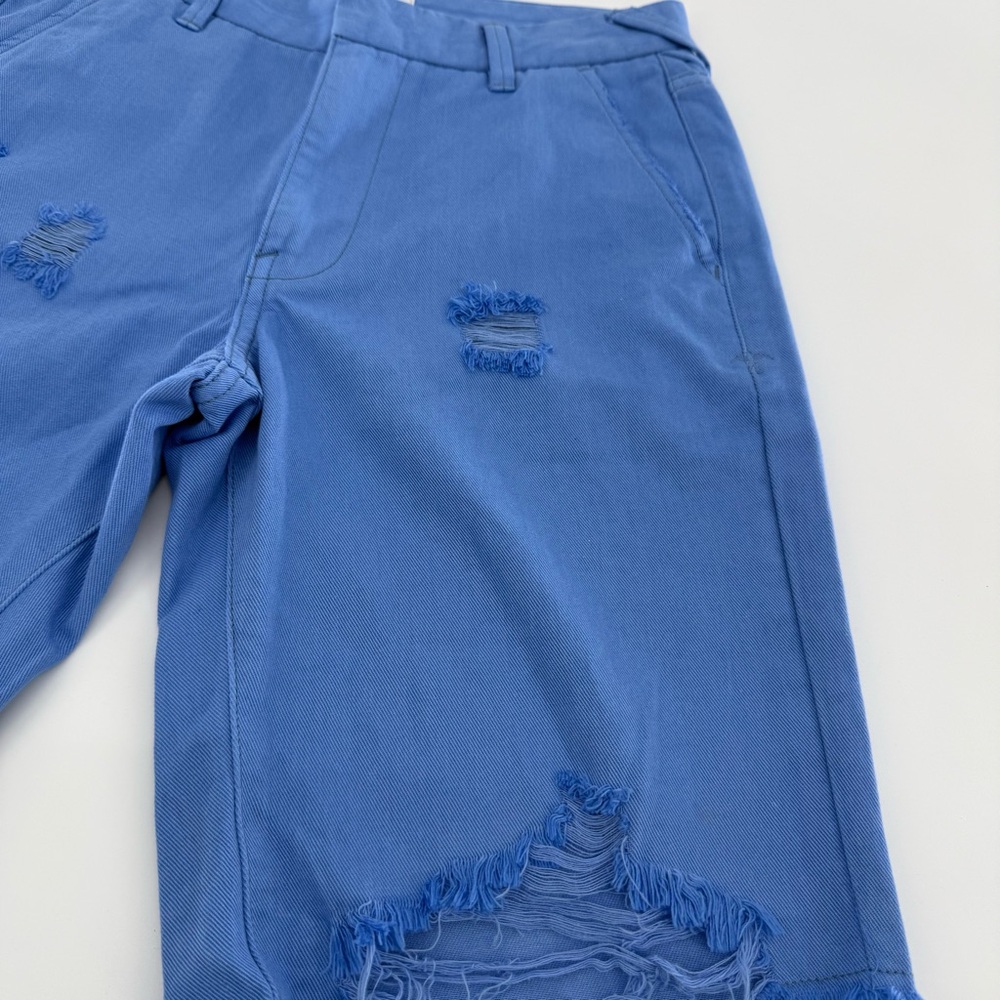 Serra Blue Jean Shorts with Frayed Edges - Picture 3 of 11